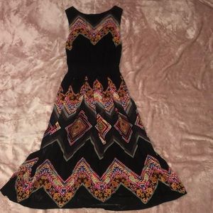 Ankle length black multi colored sleeveless dress